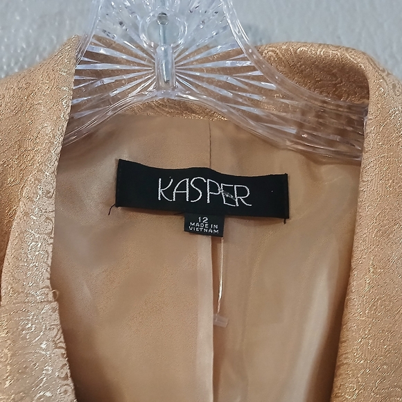 Kasper Gold Jacquard 2-piece Suit Jacket Skirt Size 12 - Picture 14 of 15